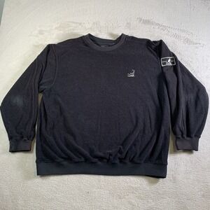 Vintage Kangol Sweatshirt Mens Large Black Terry Knit Crewneck Pullover Logo 90s
